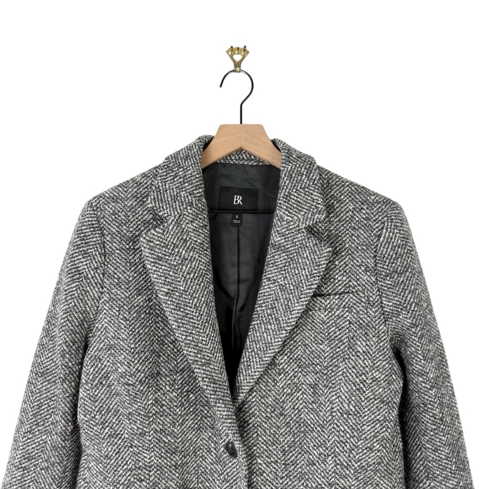 Banana Republic Olinda Oversized Italian Herringbone Blazer Grey Sz S - Picture 3 of 15